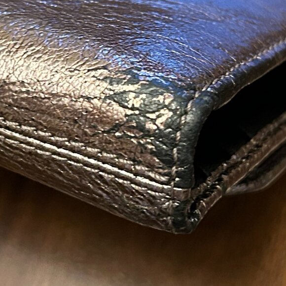 Coach Metallic Pewter Leather Wallet Silver - Picture 9 of 16